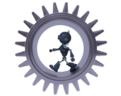 robot in cog wheel